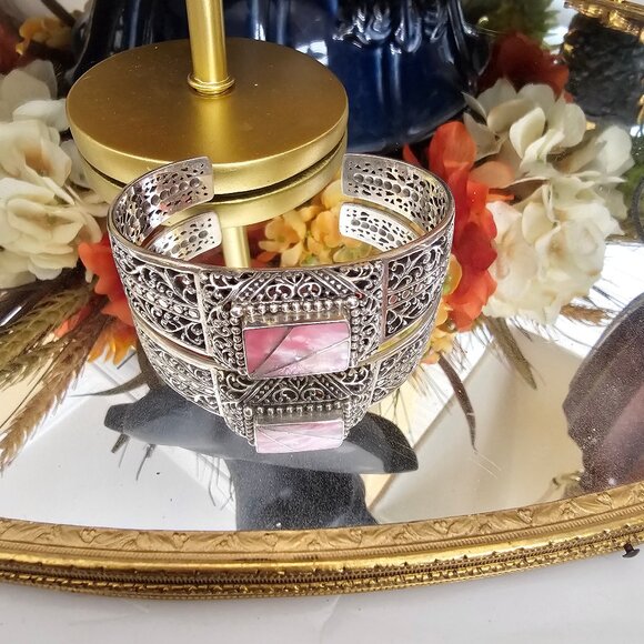 SARDA, Sterling Silver 925 Pink Mother of Pearls Bracelet - Picture 4 of 6